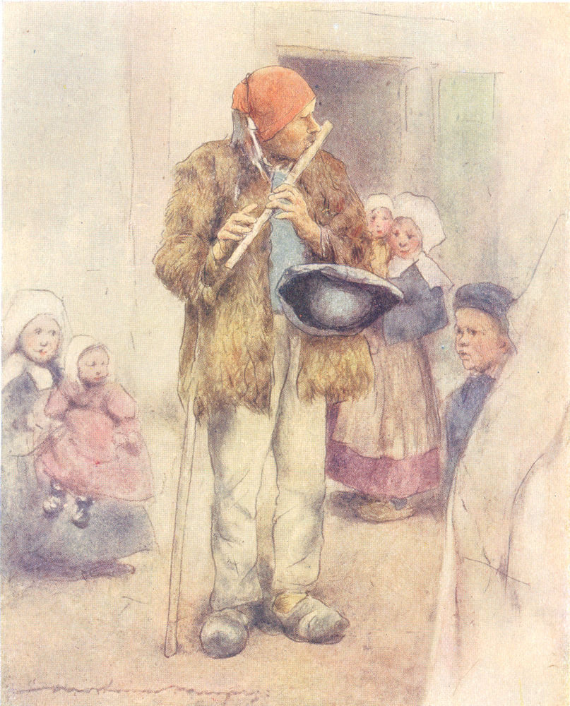 FINISTÈRE BRITTANY BRETAGNE. The blind Piper 1905 old antique print picture